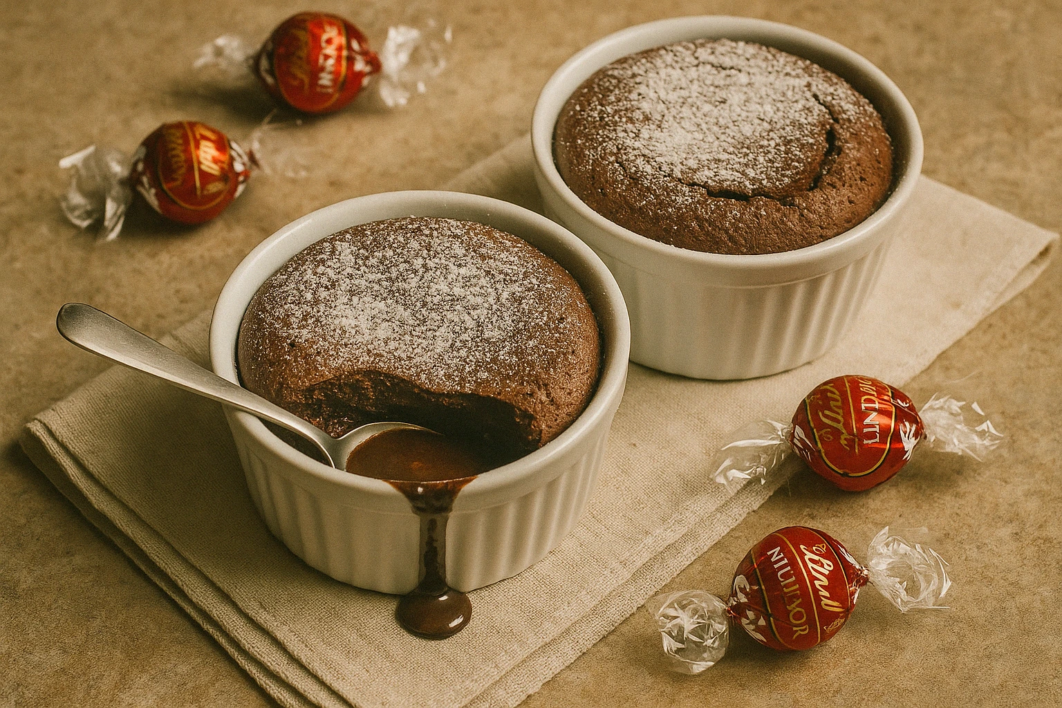 Molten chocolate lava with gooey chocolate center