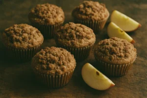 Freshly baked Apple Cinnamon Streusel Muffins with a crunchy topping