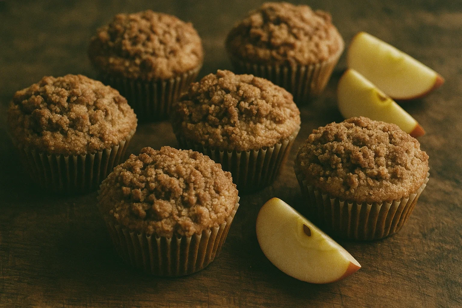 Freshly baked Apple Cinnamon Streusel Muffins with a crunchy topping