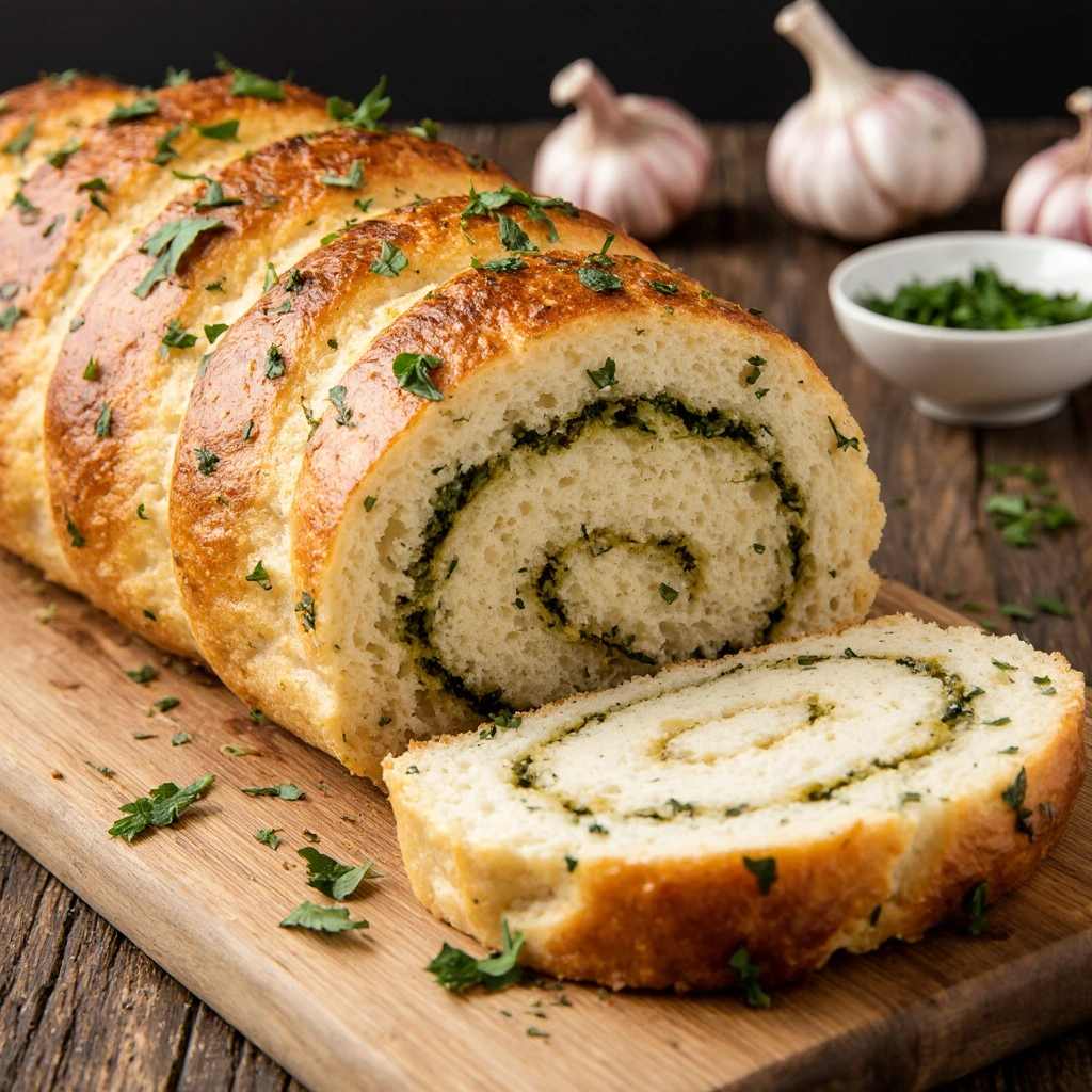Swirled Garlic Herb and Cheese Bread
