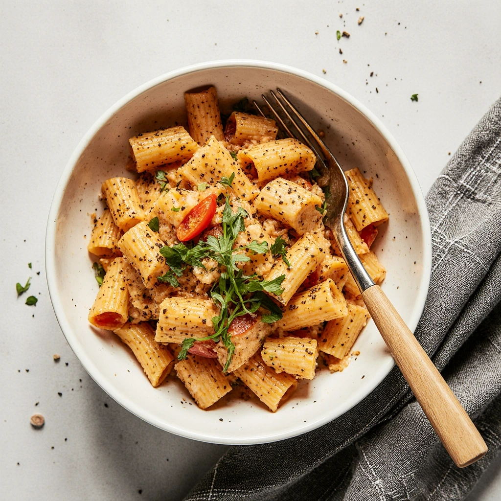 Rasta Pasta – creamy pasta with jerk spices and bell peppers